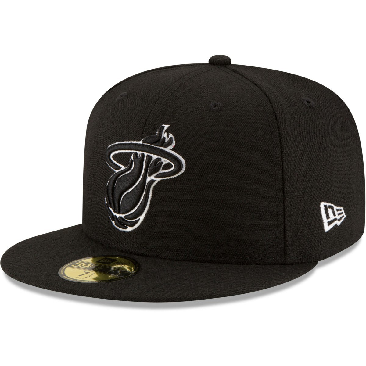Miami Heat Black & White Logo 59FIFTY Fitted Hat Black