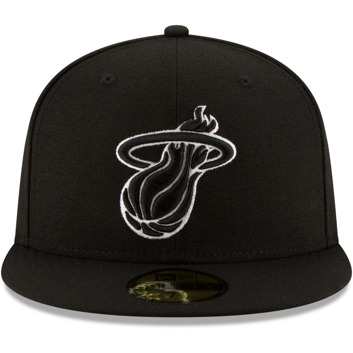 Miami Heat Black & White Logo 59FIFTY Fitted Hat Black