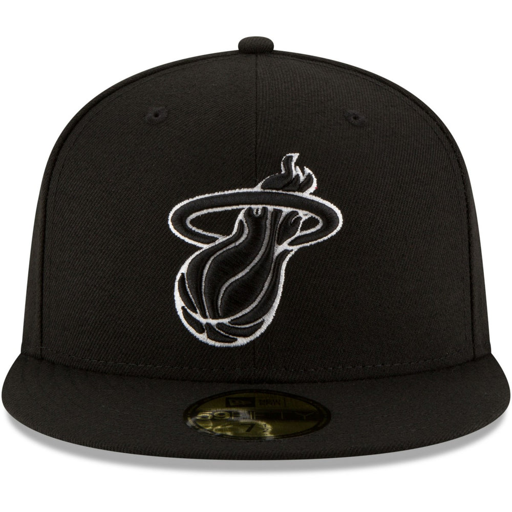 Miami Heat Black & White Logo 59FIFTY Fitted Hat Black