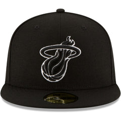 Miami Heat Black & White Logo 59FIFTY Fitted Hat Black