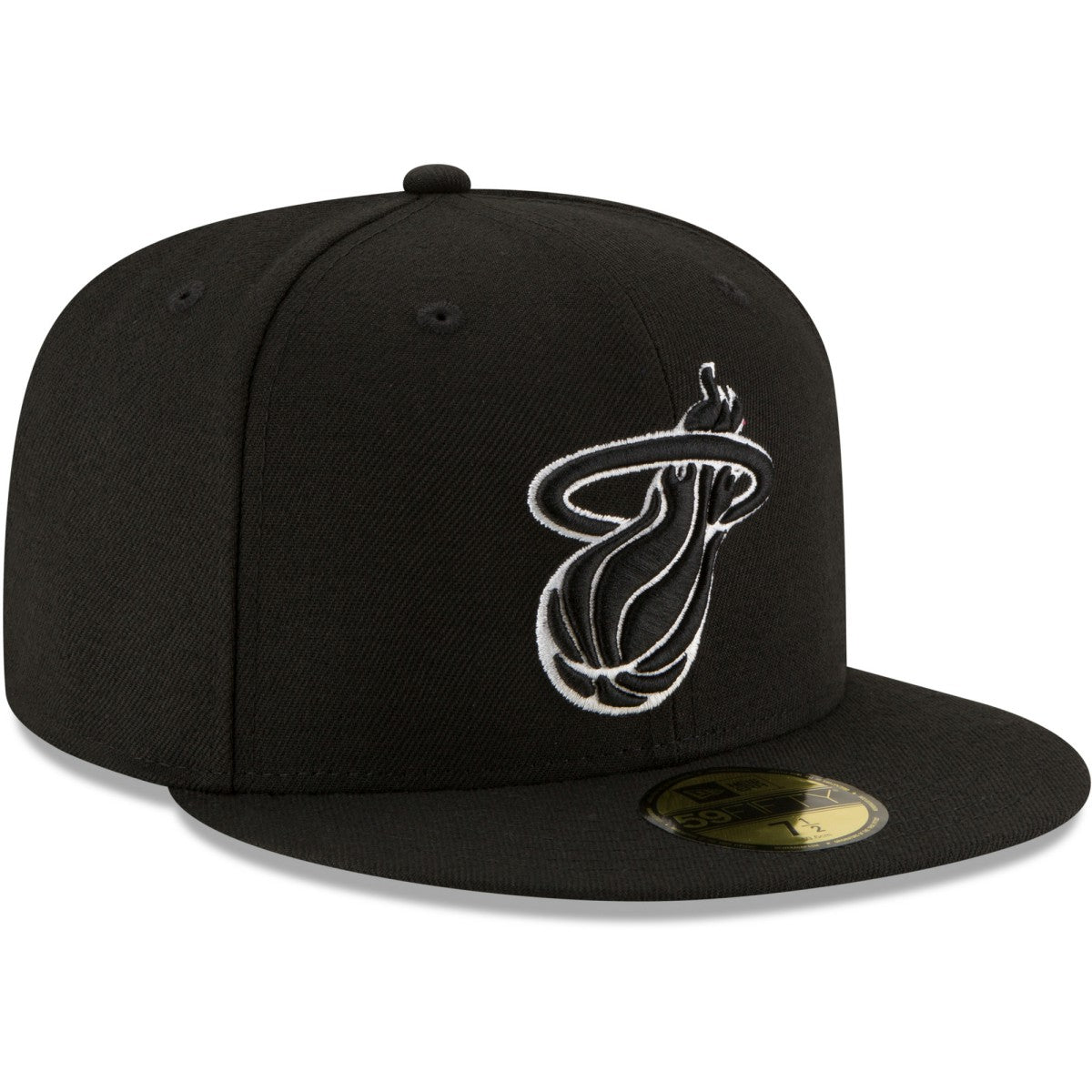 Miami Heat Black & White Logo 59FIFTY Fitted Hat Black