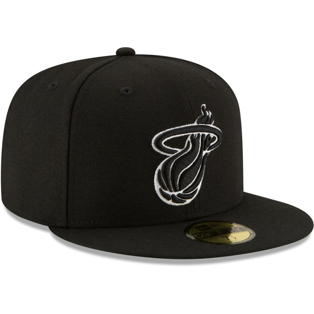 Miami Heat Black & White Logo 59FIFTY Fitted Hat Black