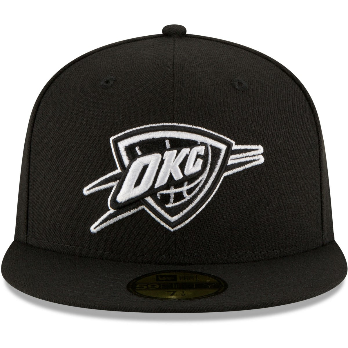 Oklahoma City Thunder Black & White Logo 59FIFTY Fitted Hat Black