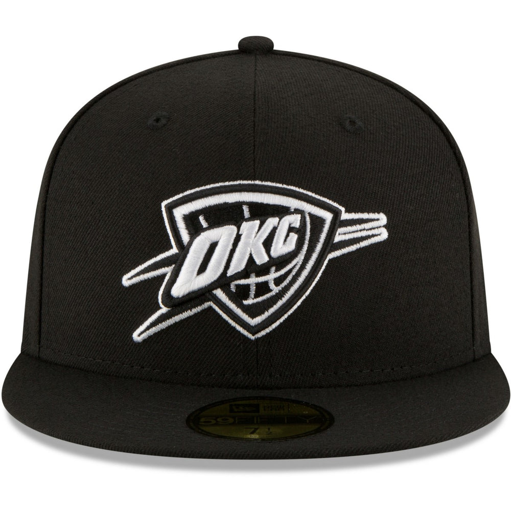 Oklahoma City Thunder Black & White Logo 59FIFTY Fitted Hat Black