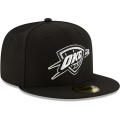 Oklahoma City Thunder Black & White Logo 59FIFTY Fitted Hat Black