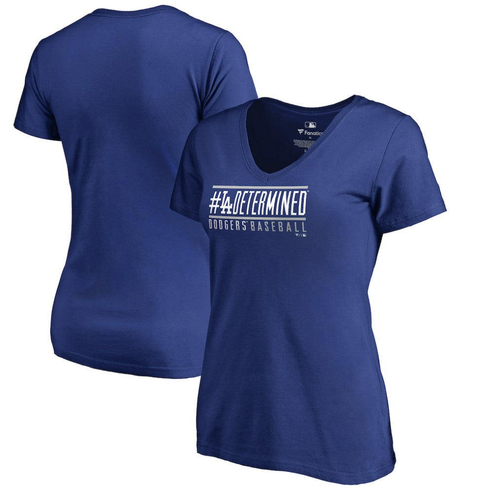 Los Angeles Dodgers Women's Hometown Collection Determined V-Neck T-Shirt - Royal T-shirts