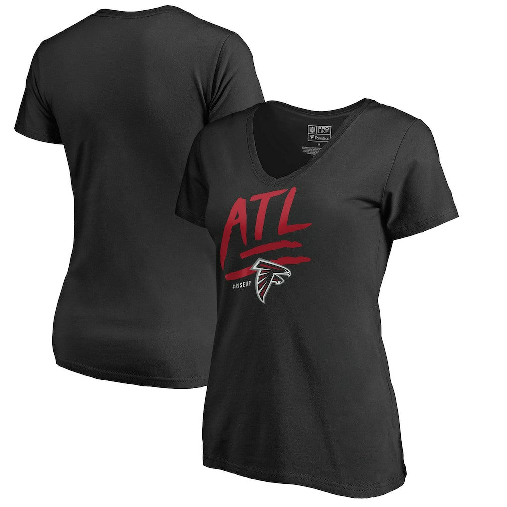 Atlanta Falcons Women's Rise Up V-Neck T-Shirt Black