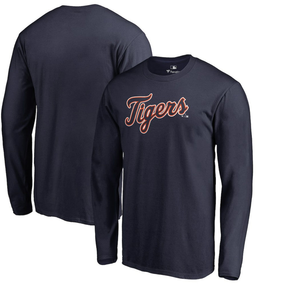 Detroit Tigers Team Wordmark Long Sleeve T-Shirt - Navy T-shirts