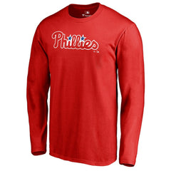 Philadelphia Phillies Team Wordmark Long Sleeve T-Shirt - Red T-shirts