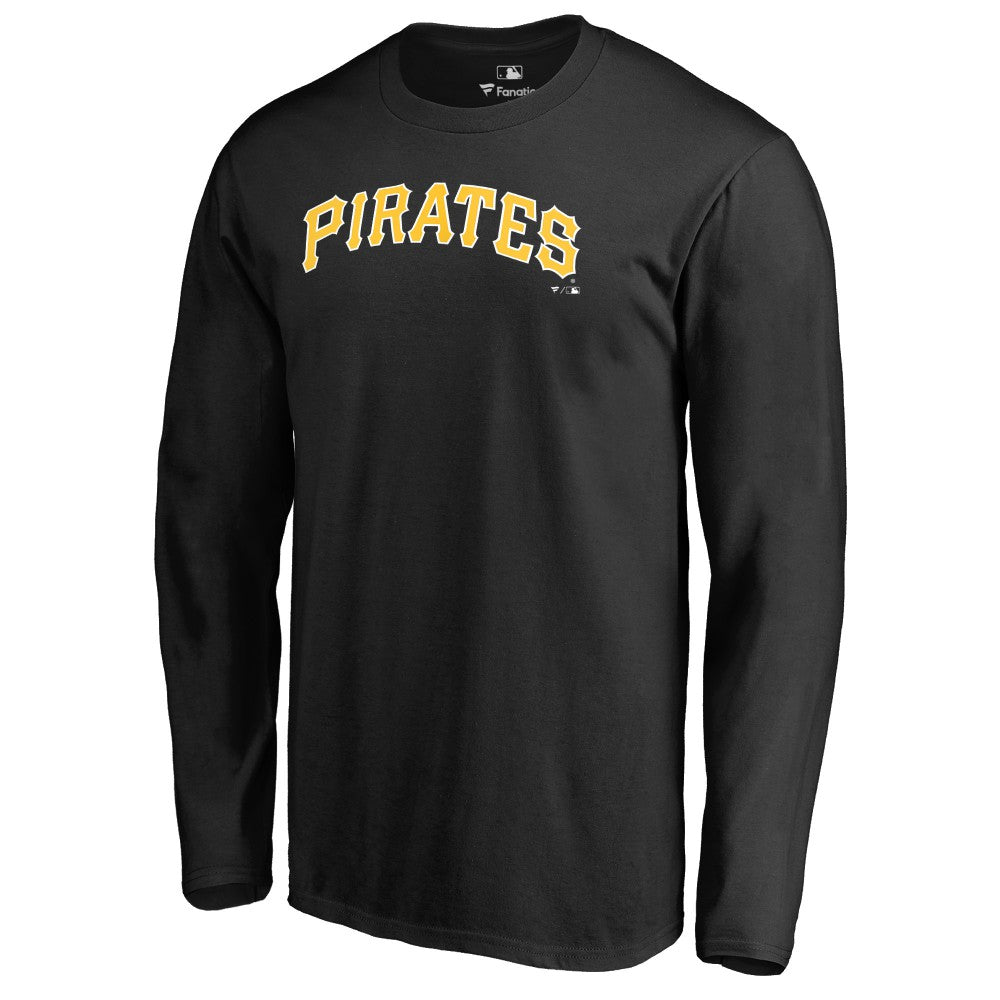 Pittsburgh Pirates Team Wordmark Long Sleeve T-Shirt - Black T-shirts