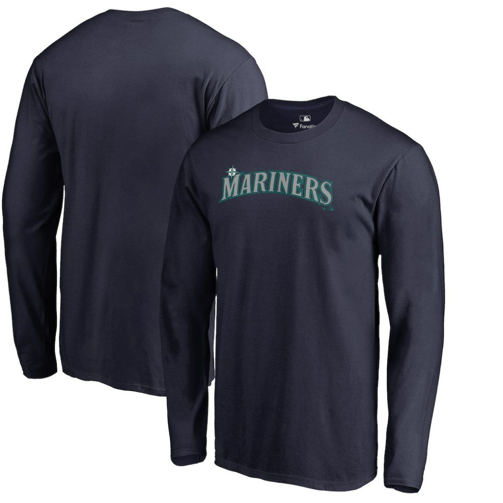 Seattle Mariners Team Wordmark Long Sleeve T-Shirt - Navy T-shirts