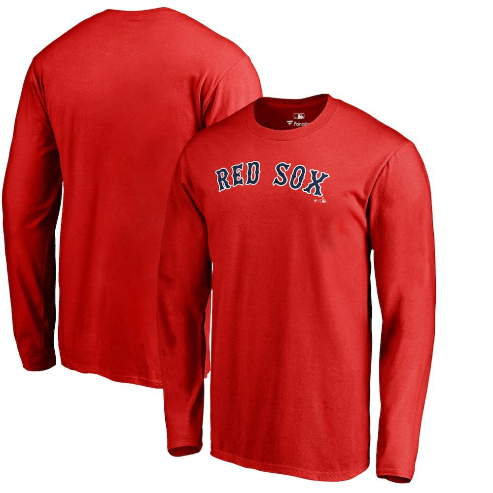 Boston Red Sox Team Wordmark Long Sleeve T-Shirt - Red T-shirts