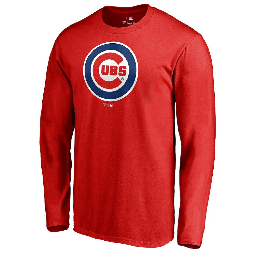 Chicago Cubs Team Wordmark Long Sleeve T-Shirt - Red T-shirts