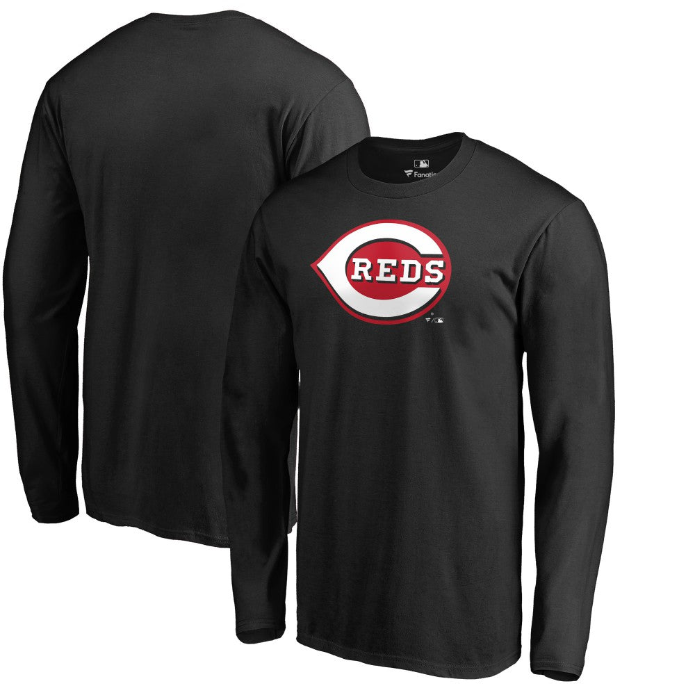 Cincinnati Reds Team Wordmark Long Sleeve T-Shirt - Black T-shirts