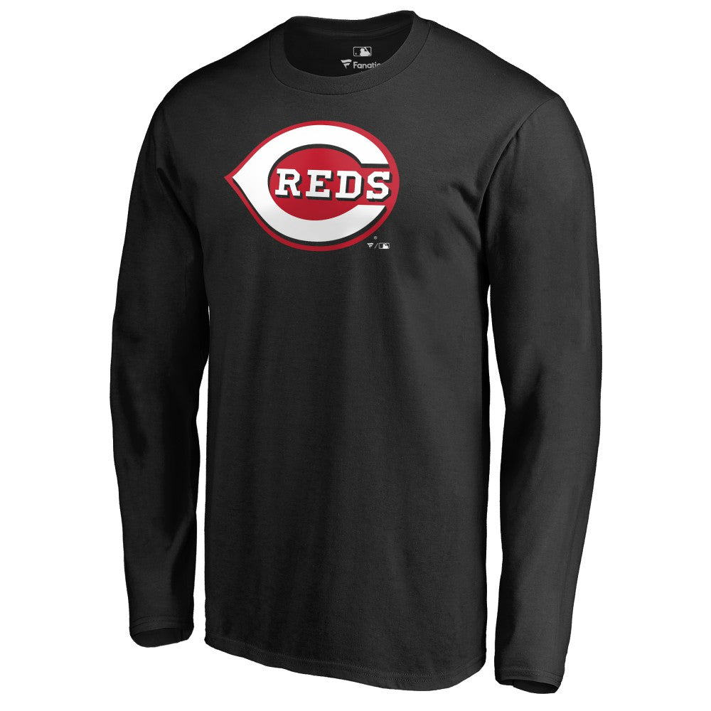 Cincinnati Reds Team Wordmark Long Sleeve T-Shirt - Black T-shirts