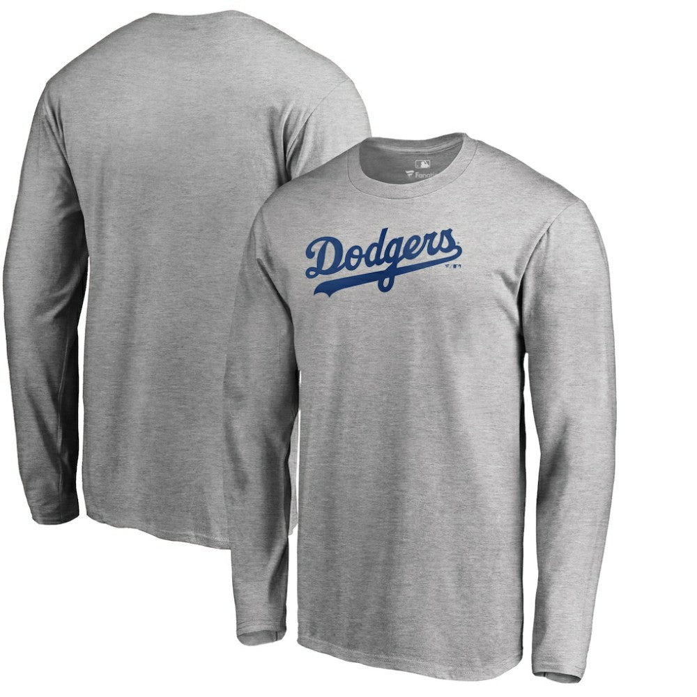 Los Angeles Dodgers Team Wordmark Long Sleeve T-Shirt - Heathered Gray T-shirts
