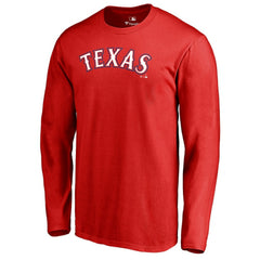 Texas Rangers Team Wordmark Long Sleeve T-Shirt - Red T-shirts