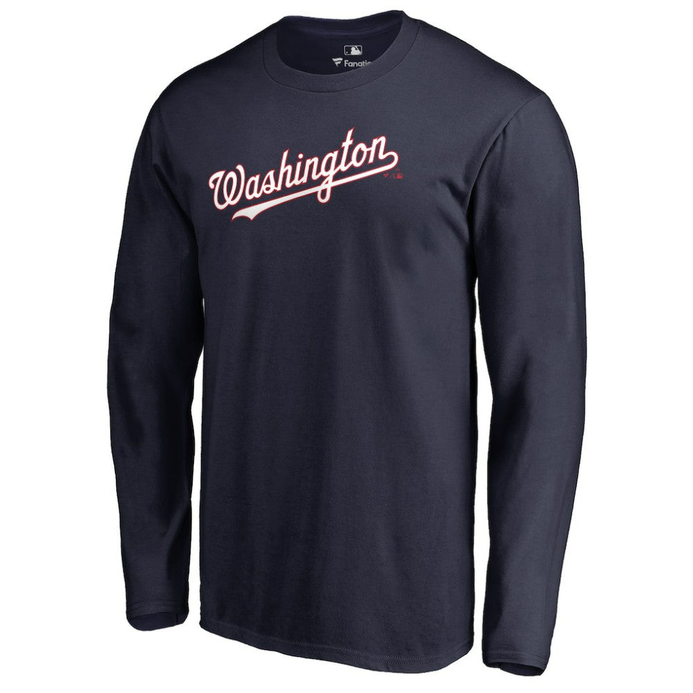 Washington Nationals Team Wordmark Long Sleeve T-Shirt - Navy T-shirts