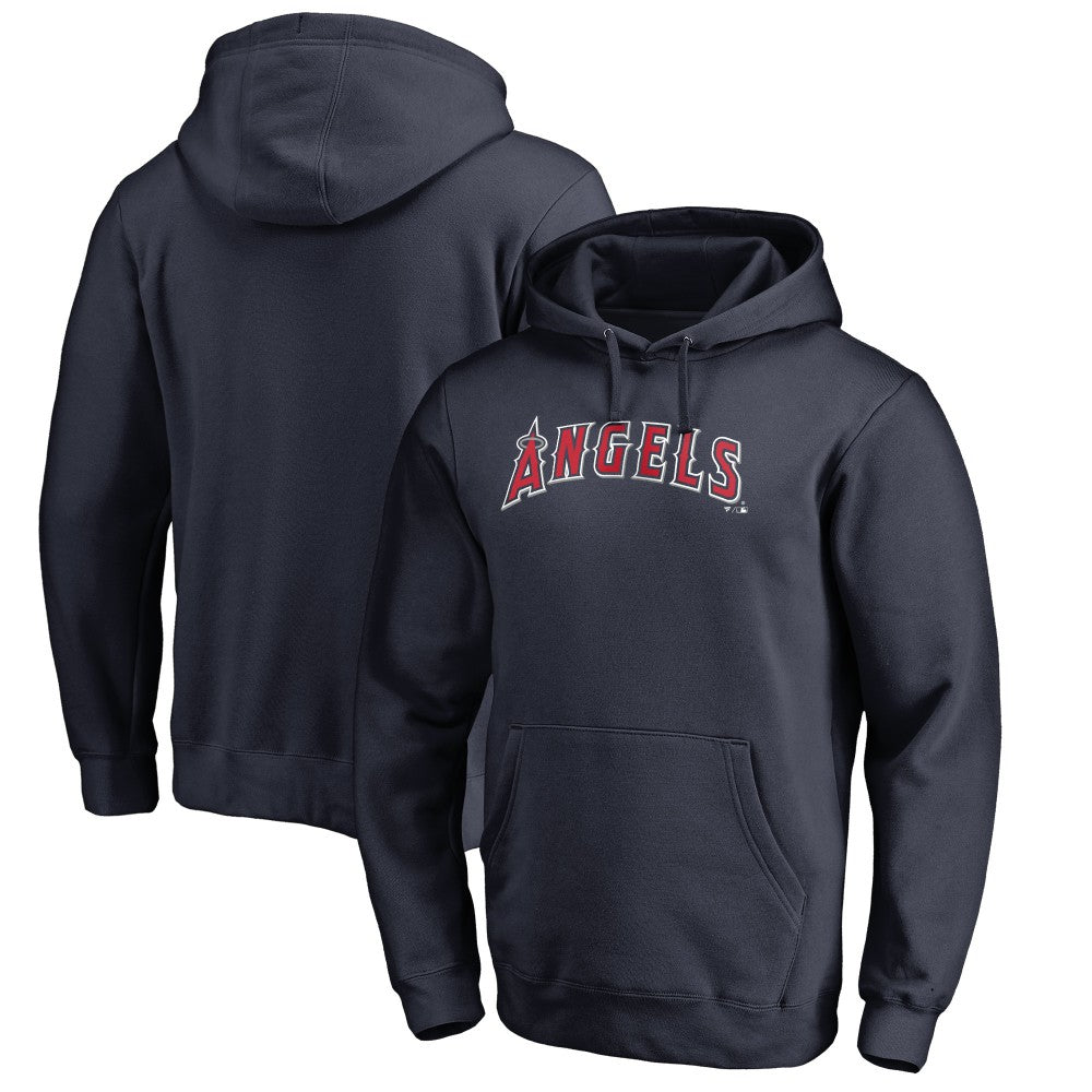 Los Angeles Angels Official Wordmark Fitted Pullover Hoodie - Navy Hoodies