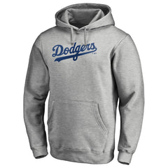 Los Angeles Dodgers Official Wordmark Fitted Pullover Hoodie - Heather Gray Hoodies