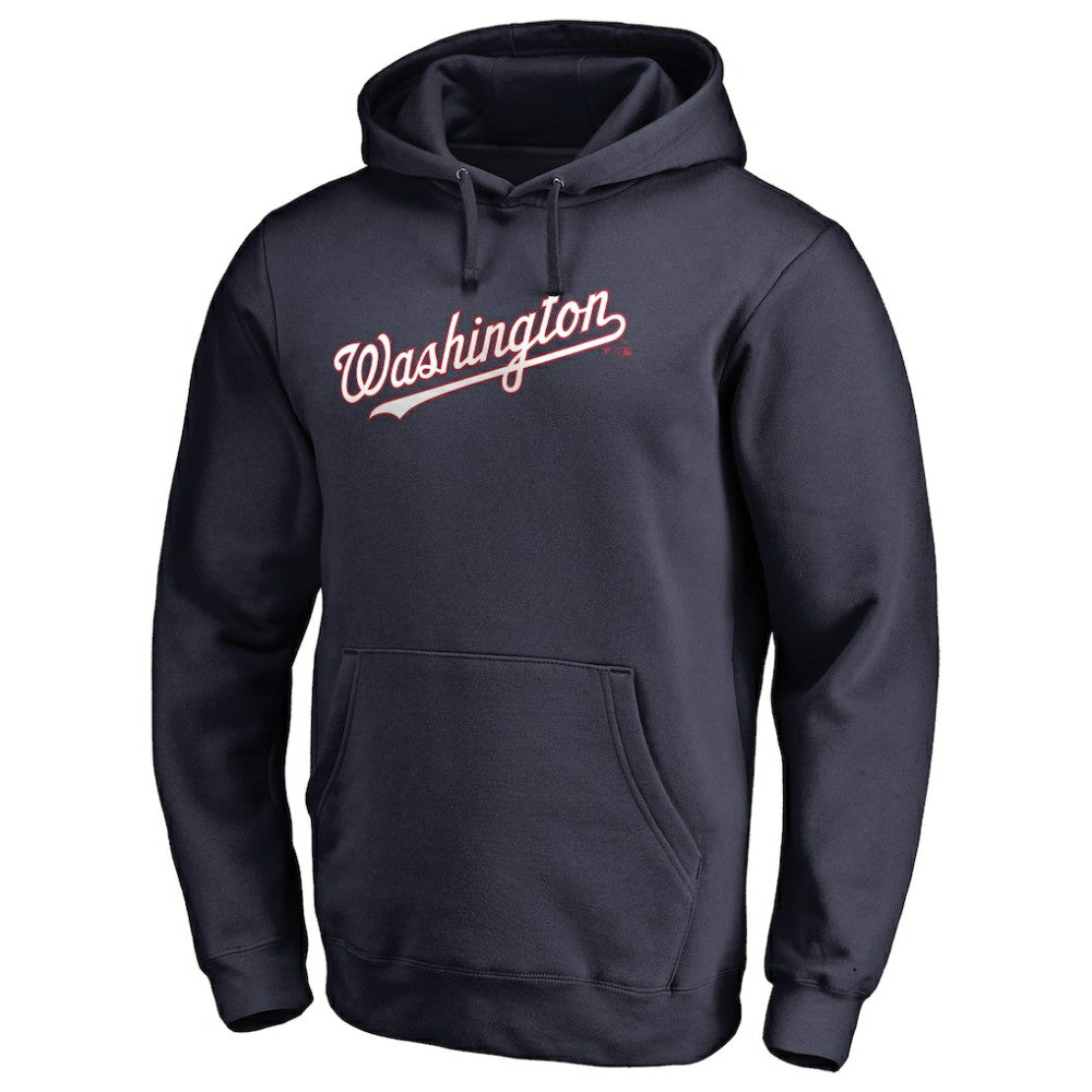 Washington Nationals Official Wordmark Fitted Pullover Hoodie - Navy Hoodies