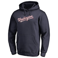 Washington Nationals Official Wordmark Fitted Pullover Hoodie - Navy Hoodies