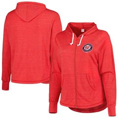 Washington Nationals Soft as a Grape Women's Plus Size Full-Zip Lightweight Hoodie Top - Red Hoodies