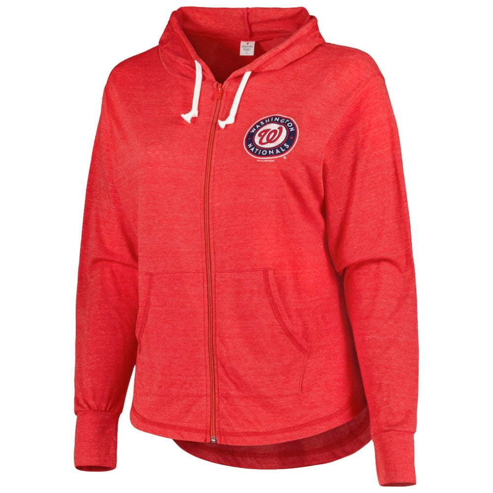 Washington Nationals Soft as a Grape Women's Plus Size Full-Zip Lightweight Hoodie Top - Red Hoodies