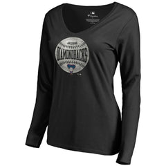 Arizona Diamondbacks Women's Cooperstown Collection Slider Long Sleeve V-Neck T-Shirt - Black T-shirts