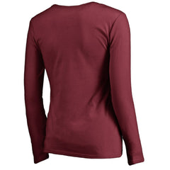 Philadelphia Phillies Women's Cooperstown Collection Slider Long Sleeve V-Neck T-Shirt - Maroon T-shirts