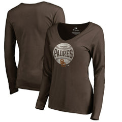 San Diego Padres Women's Cooperstown Collection Slider Long Sleeve V-Neck T-Shirt - Brown T-shirts
