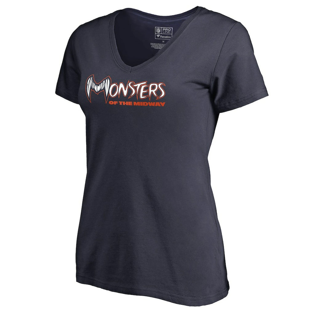 Chicago Bears Women's Monsters V-Neck T-Shirt Navy