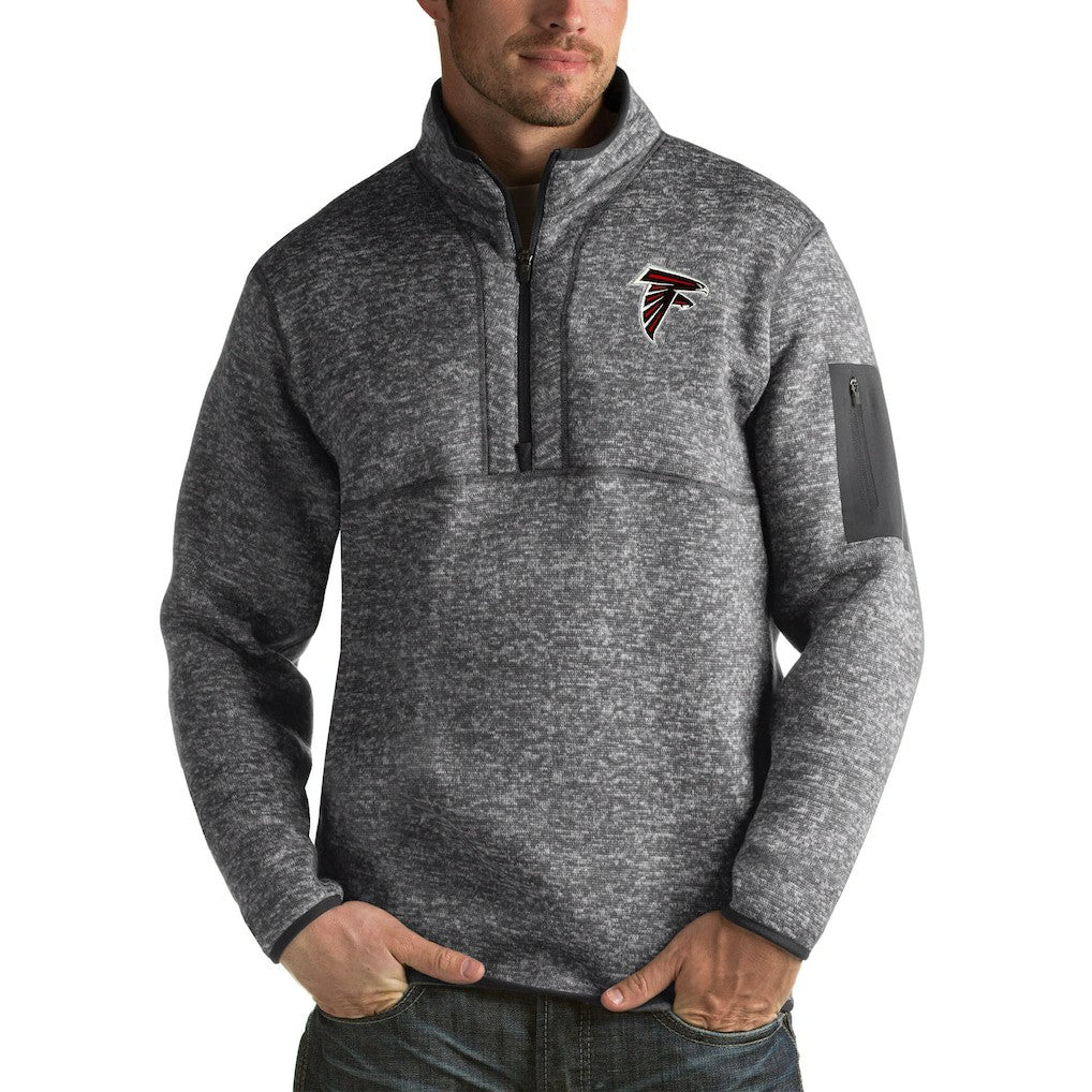 Atlanta Falcons Antigua Fortune Big & Tall Quarter-Zip Pullover Jacket Charcoal