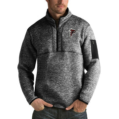 Atlanta Falcons Antigua Fortune Big & Tall Quarter-Zip Pullover Jacket Heather Black