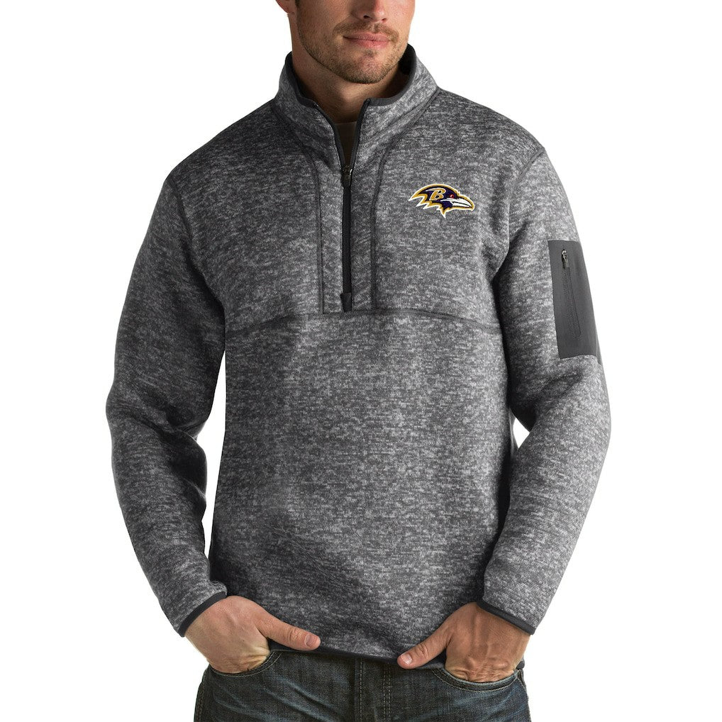 Baltimore Ravens Antigua Fortune Big & Tall Quarter-Zip Pullover Jacket Charcoal