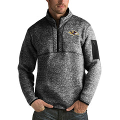 Baltimore Ravens Antigua Fortune Big & Tall Quarter-Zip Pullover Jacket Heather Black