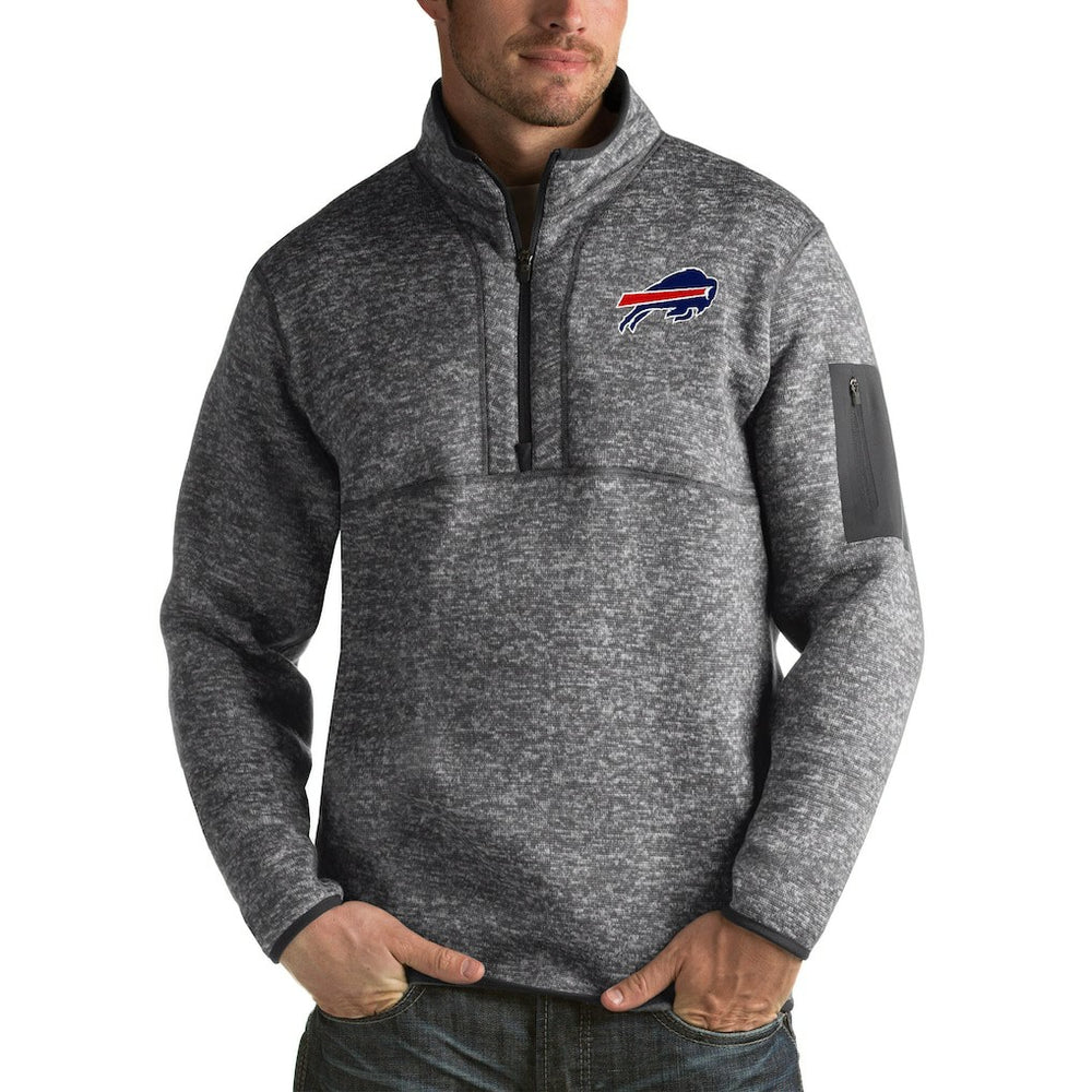 Buffalo Bills Antigua Fortune Big & Tall Quarter-Zip Pullover Jacket Charcoal