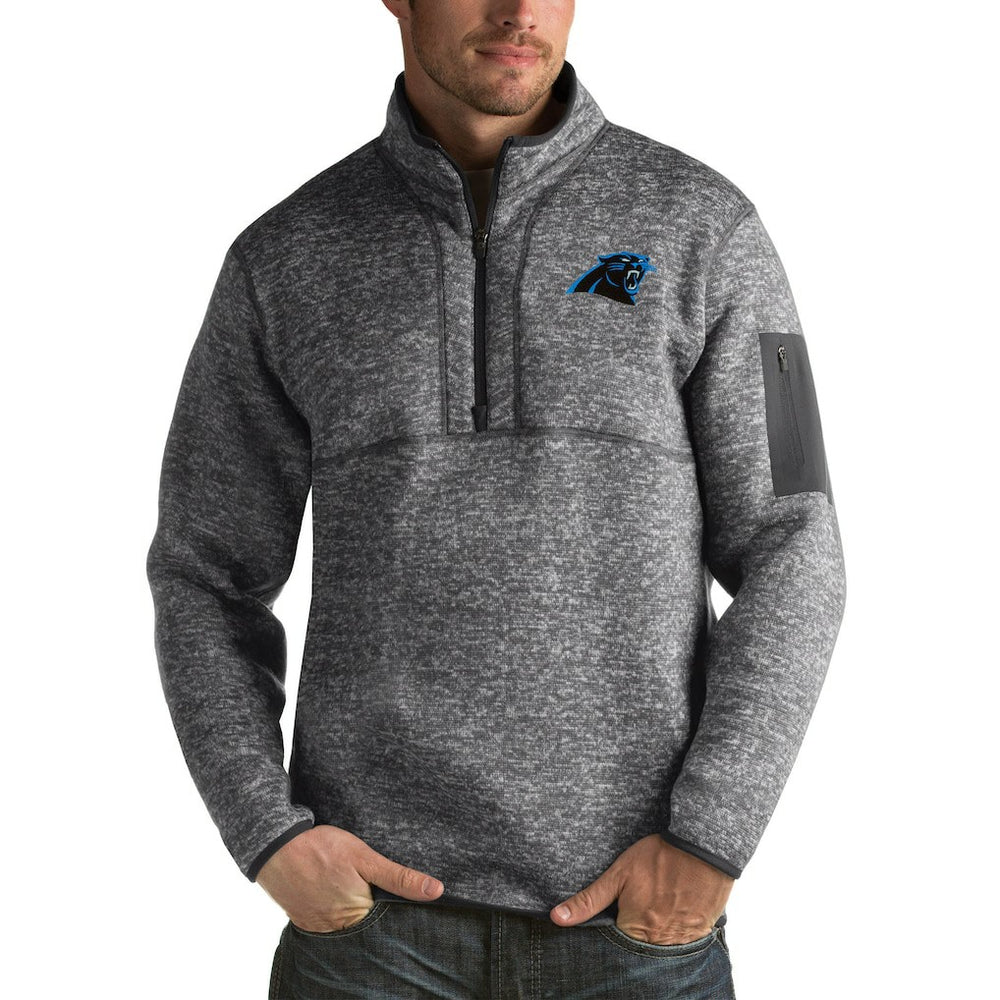 Carolina Panthers Antigua Fortune Big & Tall Quarter-Zip Pullover Jacket Charcoal