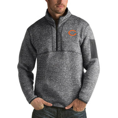 Chicago Bears Antigua Fortune Big & Tall Quarter-Zip Pullover Jacket Charcoal