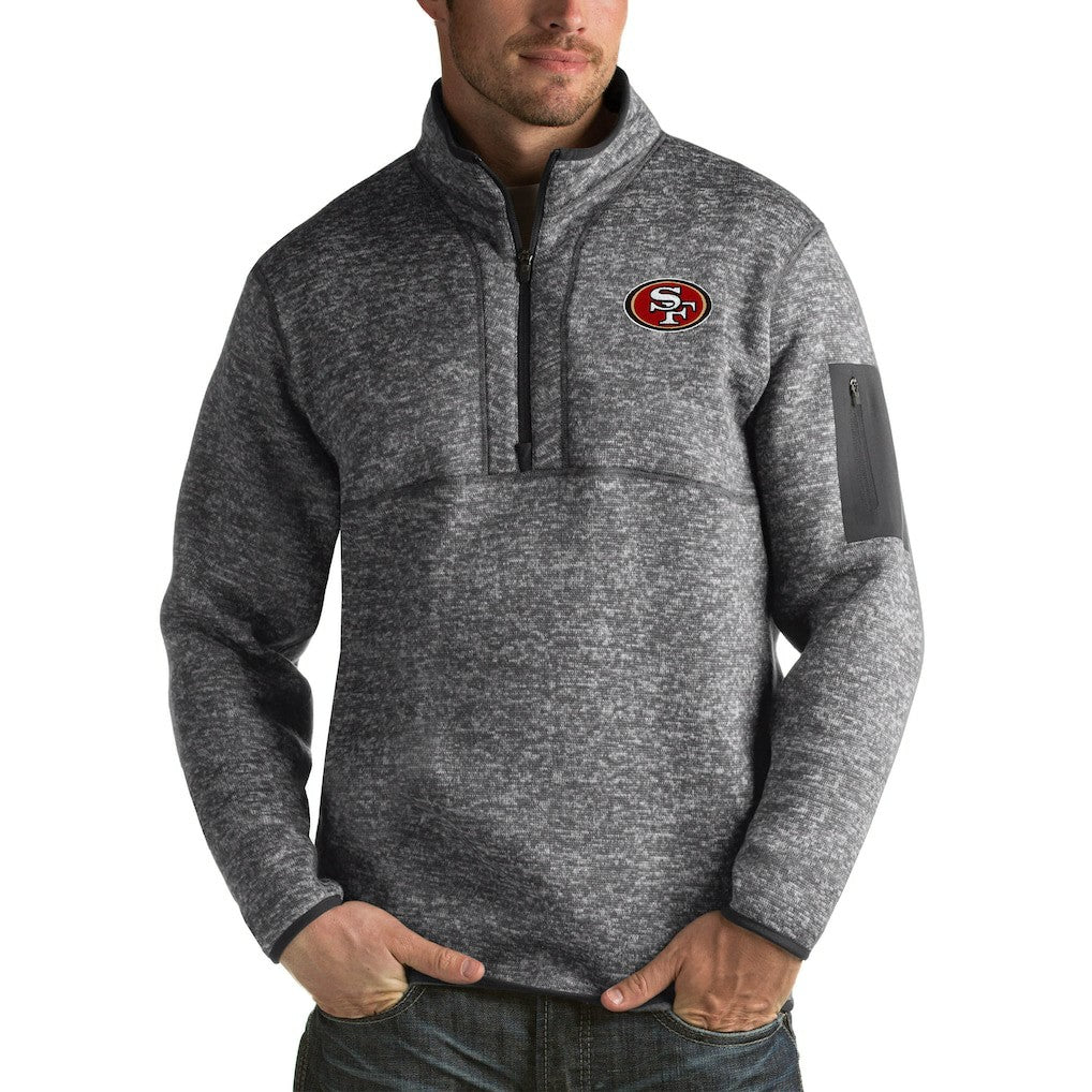 San Francisco 49ers Antigua Fortune Big & Tall Quarter-Zip Pullover Jacket Charcoal