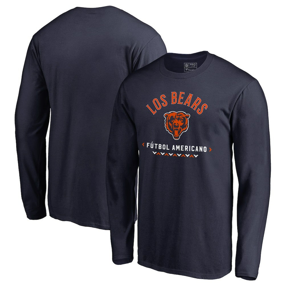 Chicago Bears Futbol Americano Long Sleeve T-Shirt Navy