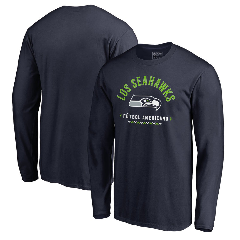 Seattle Seahawks Futbol Americano Long Sleeve T-Shirt College Navy