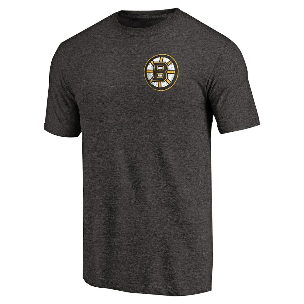 NHL Boston Bruins Primary Logo Left Chest Distressed Tri-Blend T-Shirt - Black