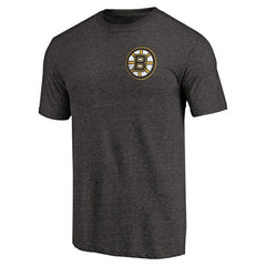 NHL Boston Bruins Primary Logo Left Chest Distressed Tri-Blend T-Shirt - Black