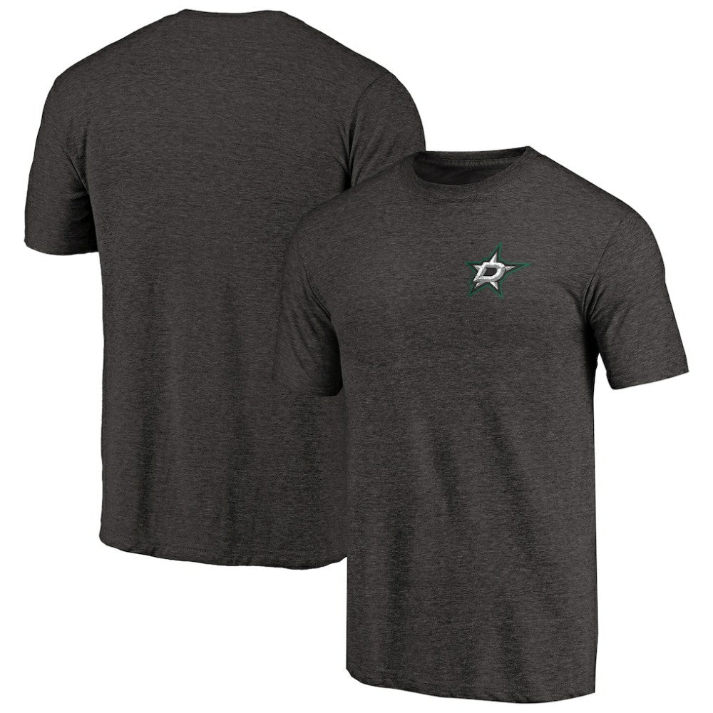 NHL Dallas Stars Primary Logo Left Chest Distressed Tri-Blend T-Shirt - Black