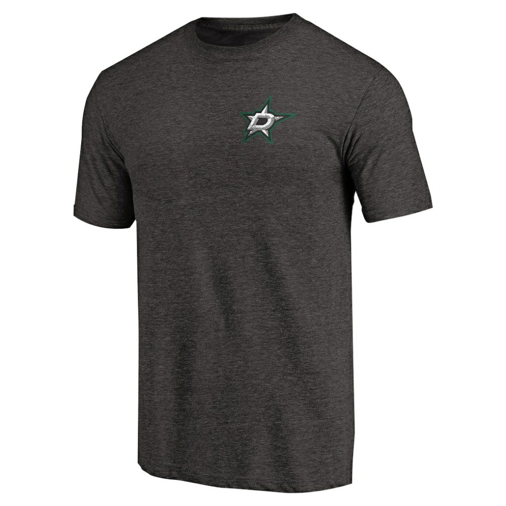 NHL Dallas Stars Primary Logo Left Chest Distressed Tri-Blend T-Shirt - Black