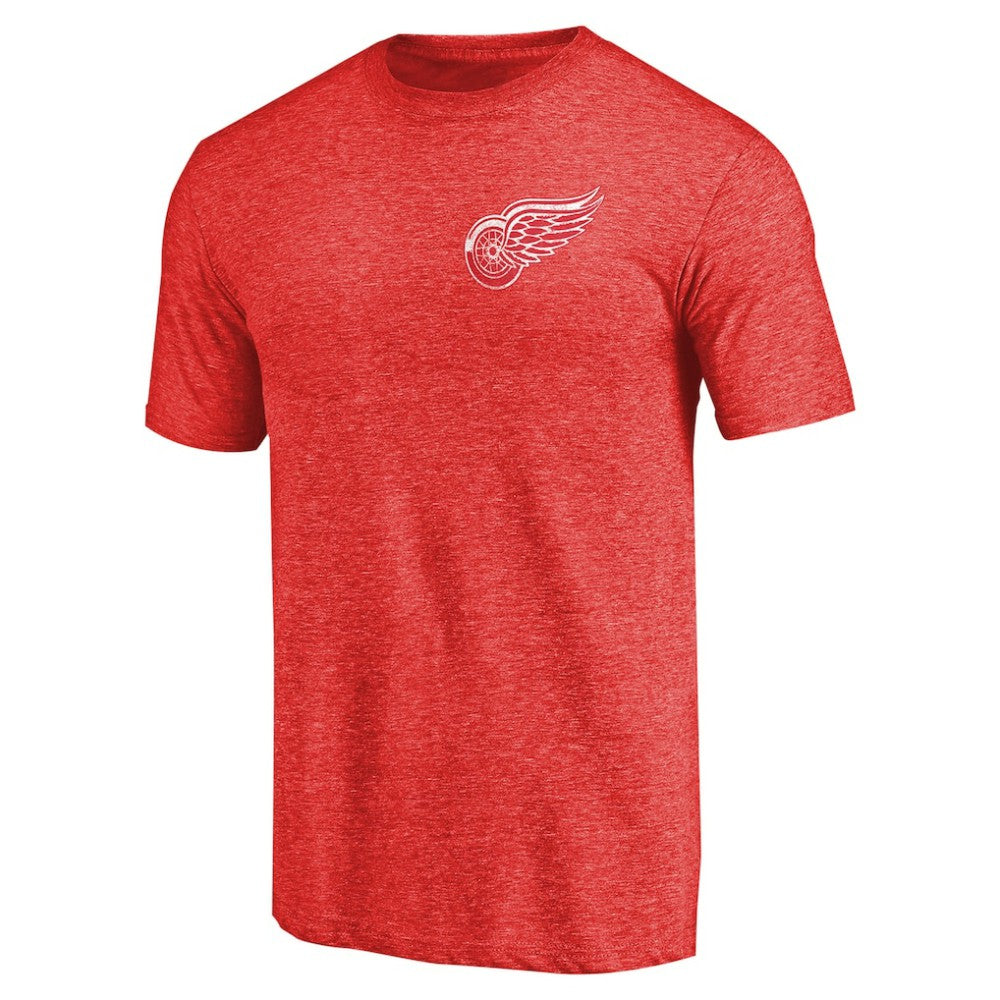 NHL Detroit Red Wings Primary Logo Left Chest Distressed Tri-Blend T-Shirt - Red