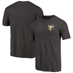NHL Pittsburgh Penguins Primary Logo Left Chest Distressed Tri-Blend T-Shirt - Black