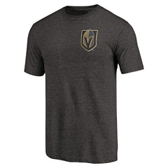 NHL Vegas Golden Knights Primary Logo Left Chest Distressed Tri-Blend T-Shirt - Black