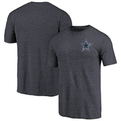 Dallas Cowboys Primary Logo Left Chest Distressed Tri-Blend T-Shirt Heathered Navy